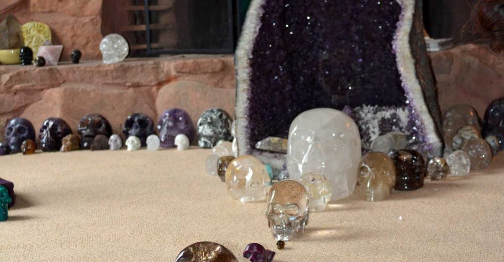 crystals carved into heads or skulls