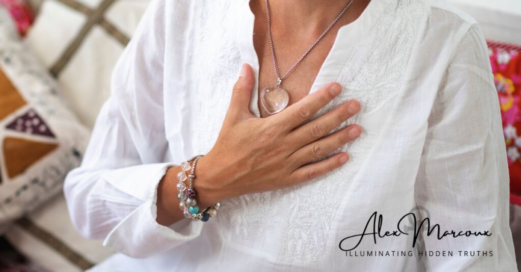 Person experiencing epiphany as sudden realization and divine download from Source