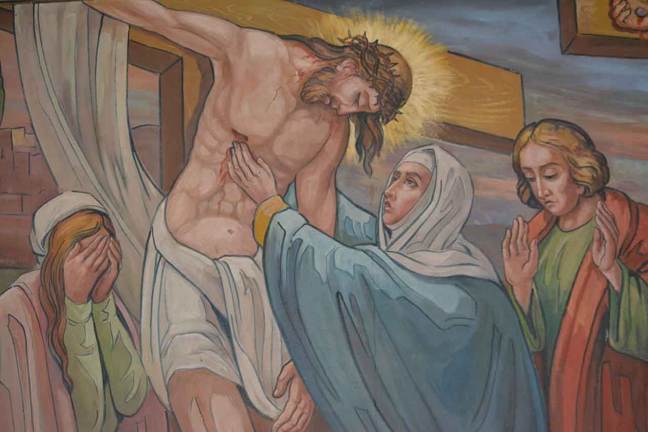 jesus with flowing blood removed from cross