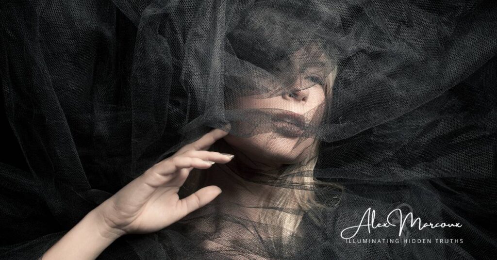 Veil of consciousness representing amnesia obscuring humanity's divinity