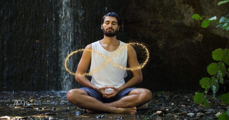 Infinity symbol dissolving into heart space visualization