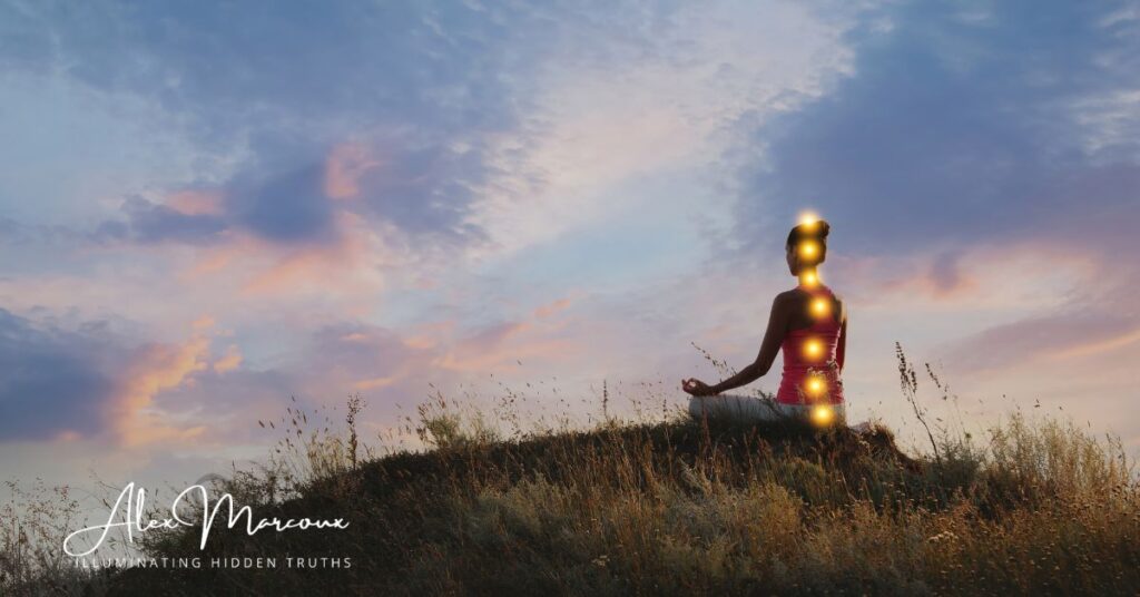 Silhouette of person surrounded by luminous energy field showing spiritual awakening energy body