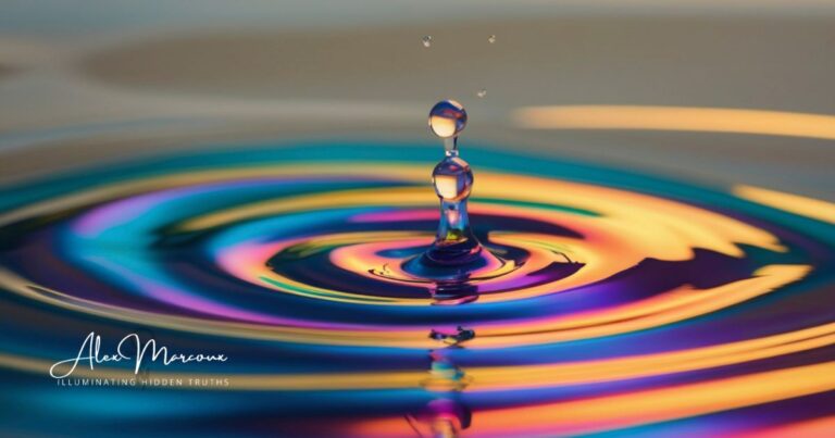 Healing power of water shown through light and water droplet
