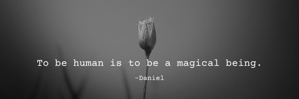 Daniel's Corner quote on synchronicities and magic of being human