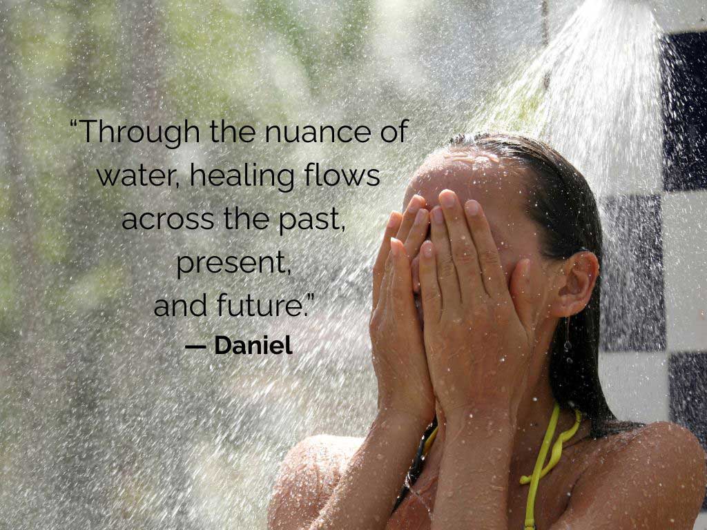 Sacred reciprocity of water and consciousness during shower ritual