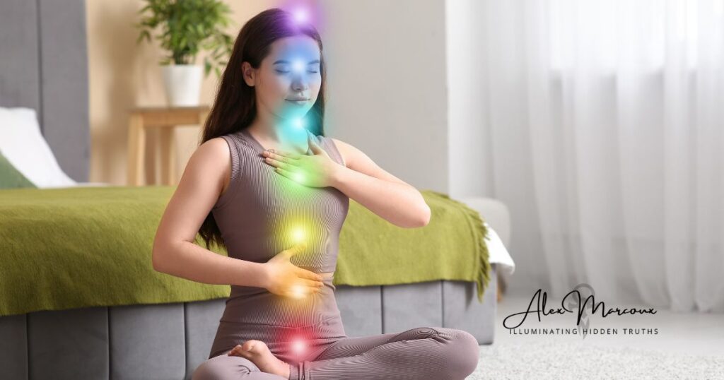energy healing practice flowing through the body from solar plexus to crown chakra