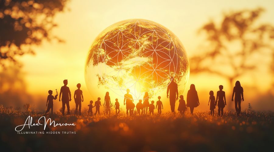 Golden light surrounding Earth showing dimensional shift from 3D to 5D consciousness New Earth awakening